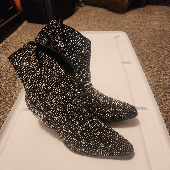 Studded Black Ankle Boots - Picture 4 of 8